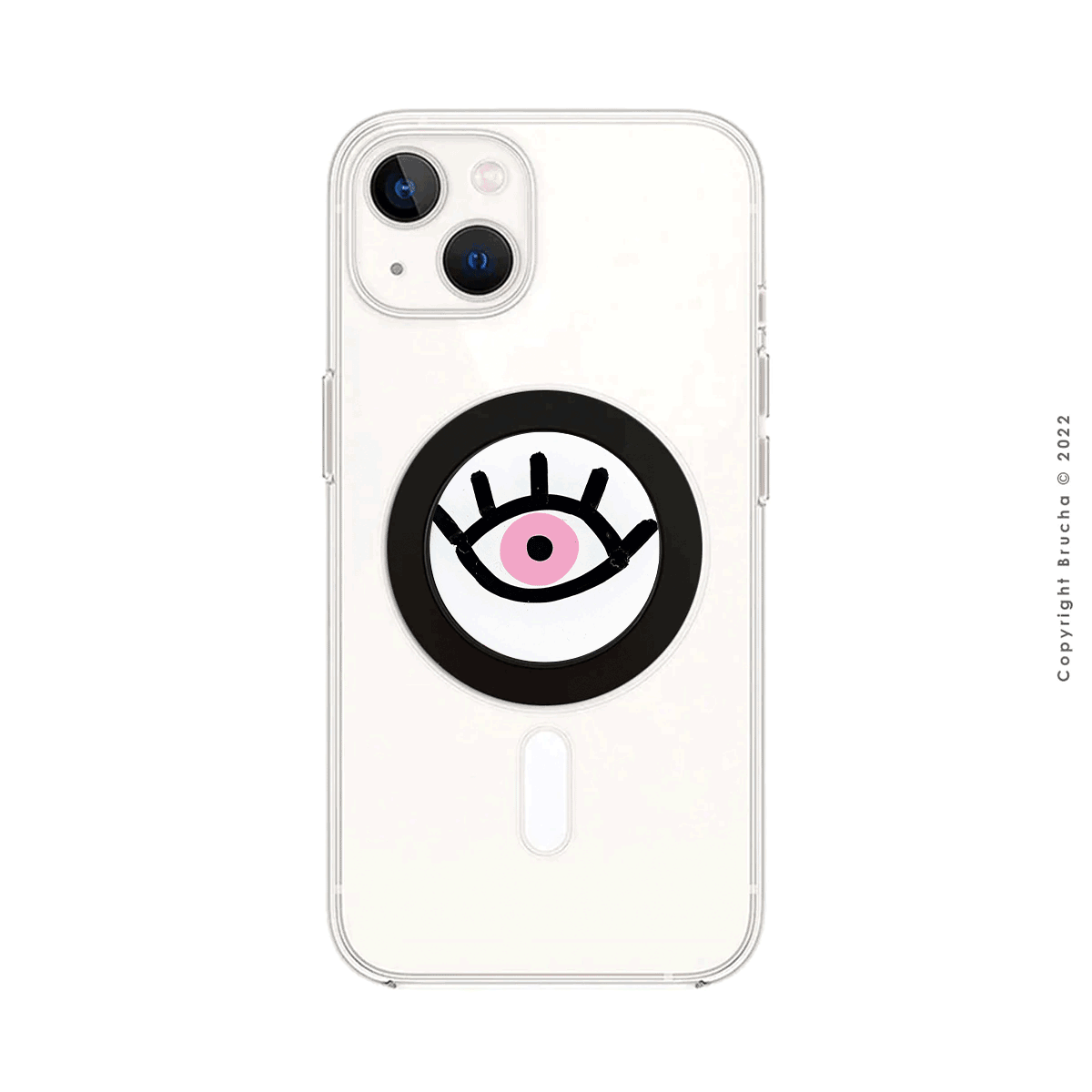 Phone Holder con imán Magsafe pintado a mano con funda transparente protectora incluida - I see you rosa