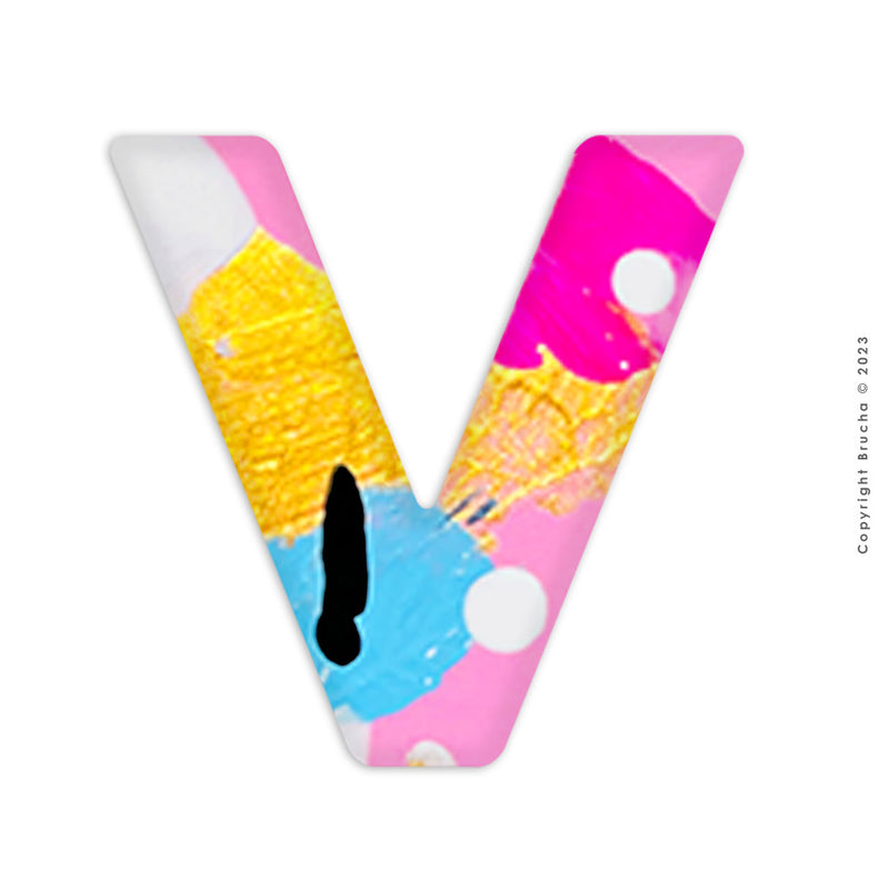 Sticker pintada a mano pieza única letra - V