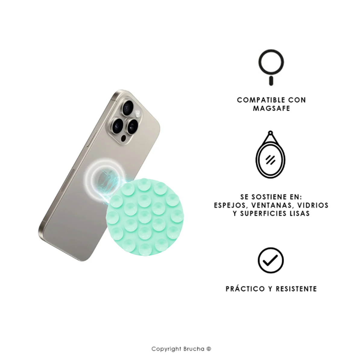 Soporte para celular MagSafe con ventosa de silicona - Aqua
