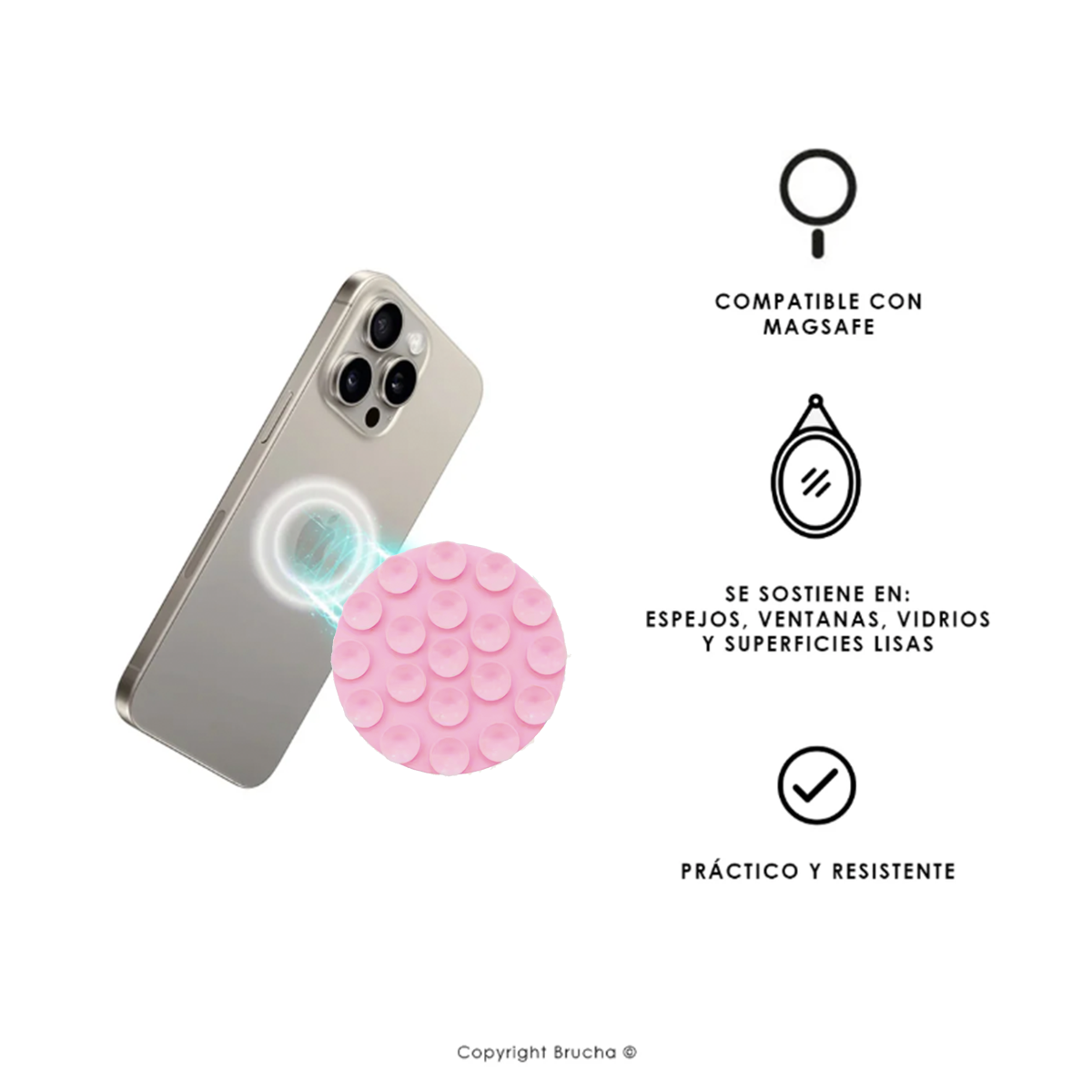 Soporte para celular MagSafe con ventosa de silicona - Blush