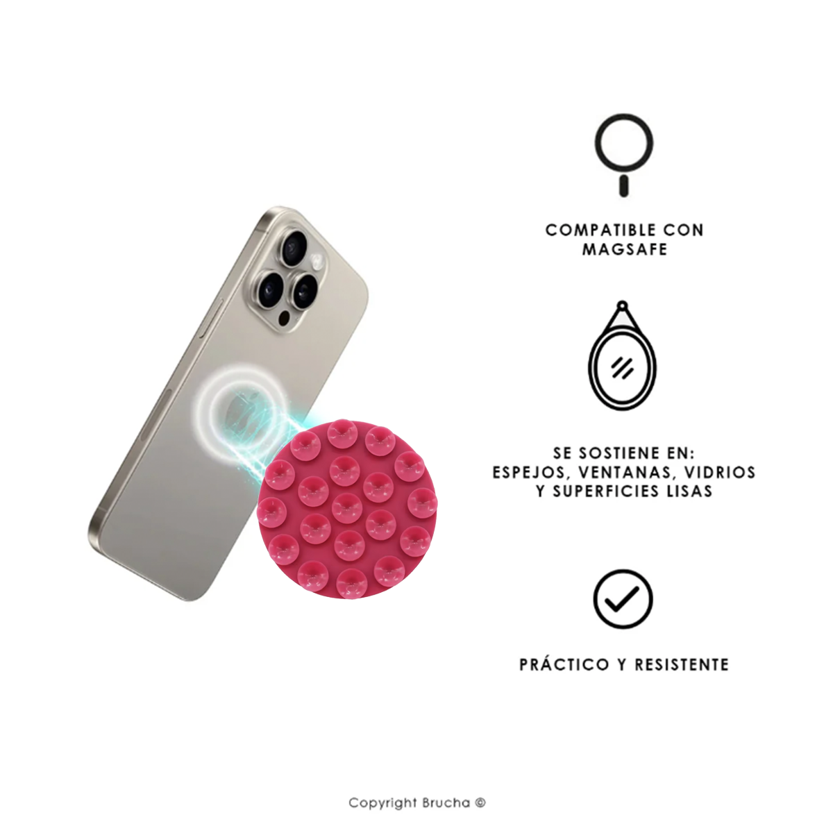 Soporte para celular MagSafe con ventosa de silicona - Berry