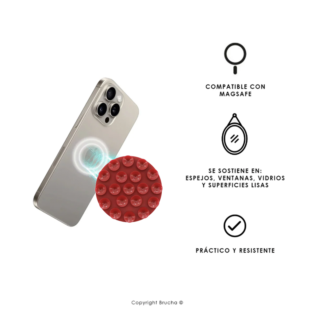 Soporte para celular MagSafe con ventosa de silicona - Tinto