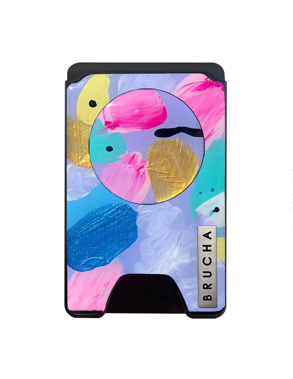 Cartera MagSafe con phone holder incluido handpainted - Lilac