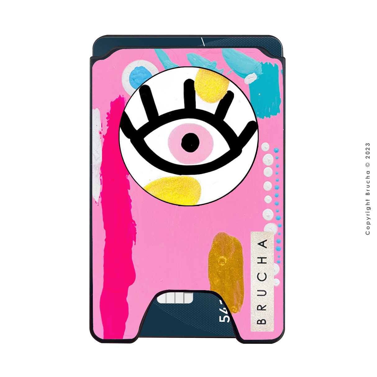 Cartera MagSafe con phone holder incluido handpainted - I See You Rosa Anana
