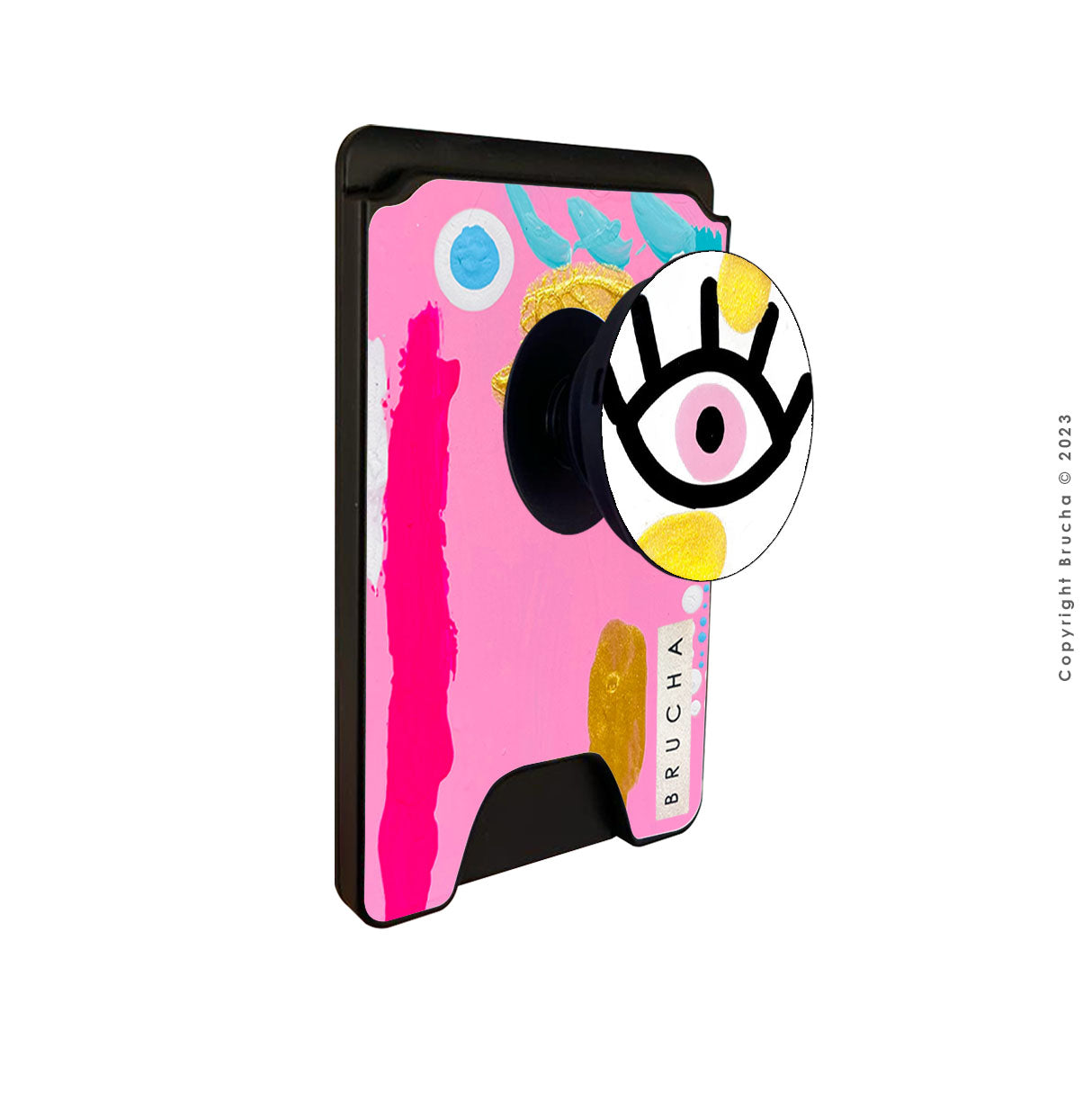 Cartera MagSafe con phone holder incluido handpainted - I See You Rosa Anana