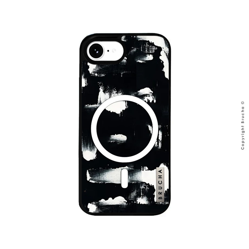 Funda Magsafe ultra protectora pintada a mano para iPhone 16e - Pared Negra