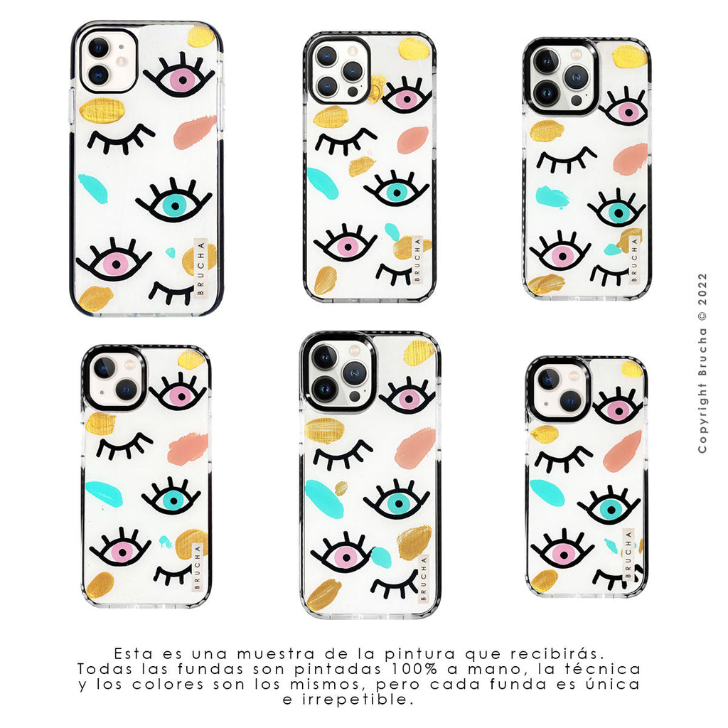 Set de funda ultra resistente, holder match, pintada a mano para iPhone -  I See You