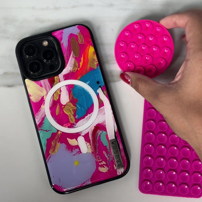 Soporte para celular con ventosa de silicona de doble cara - Transparente