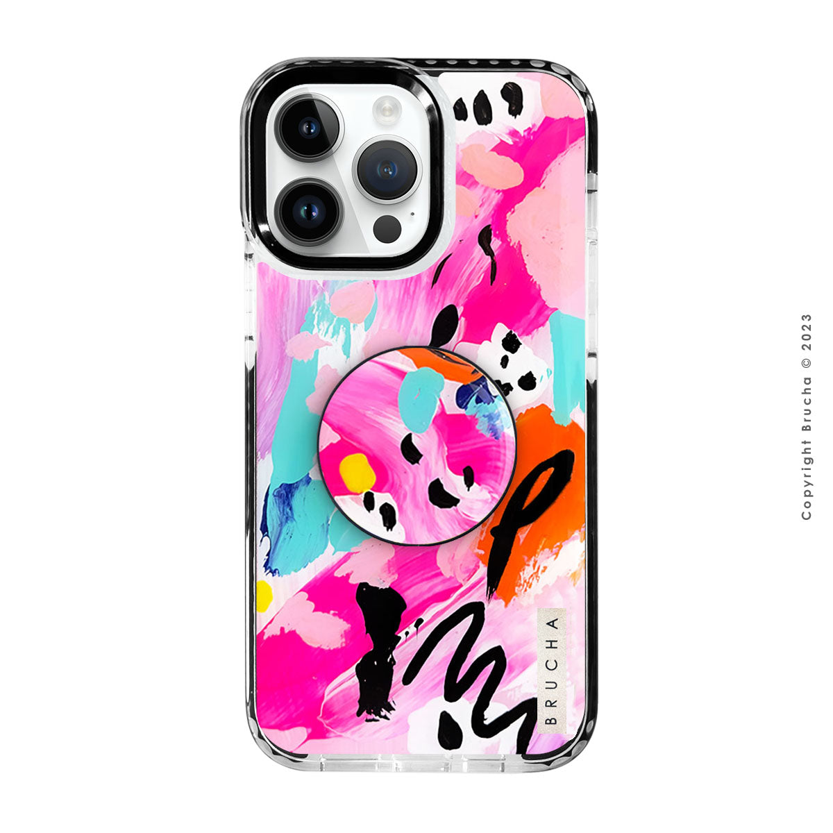 Set de funda ultra resistente, holder match y mica, pintada a mano para iPhone -  Praga