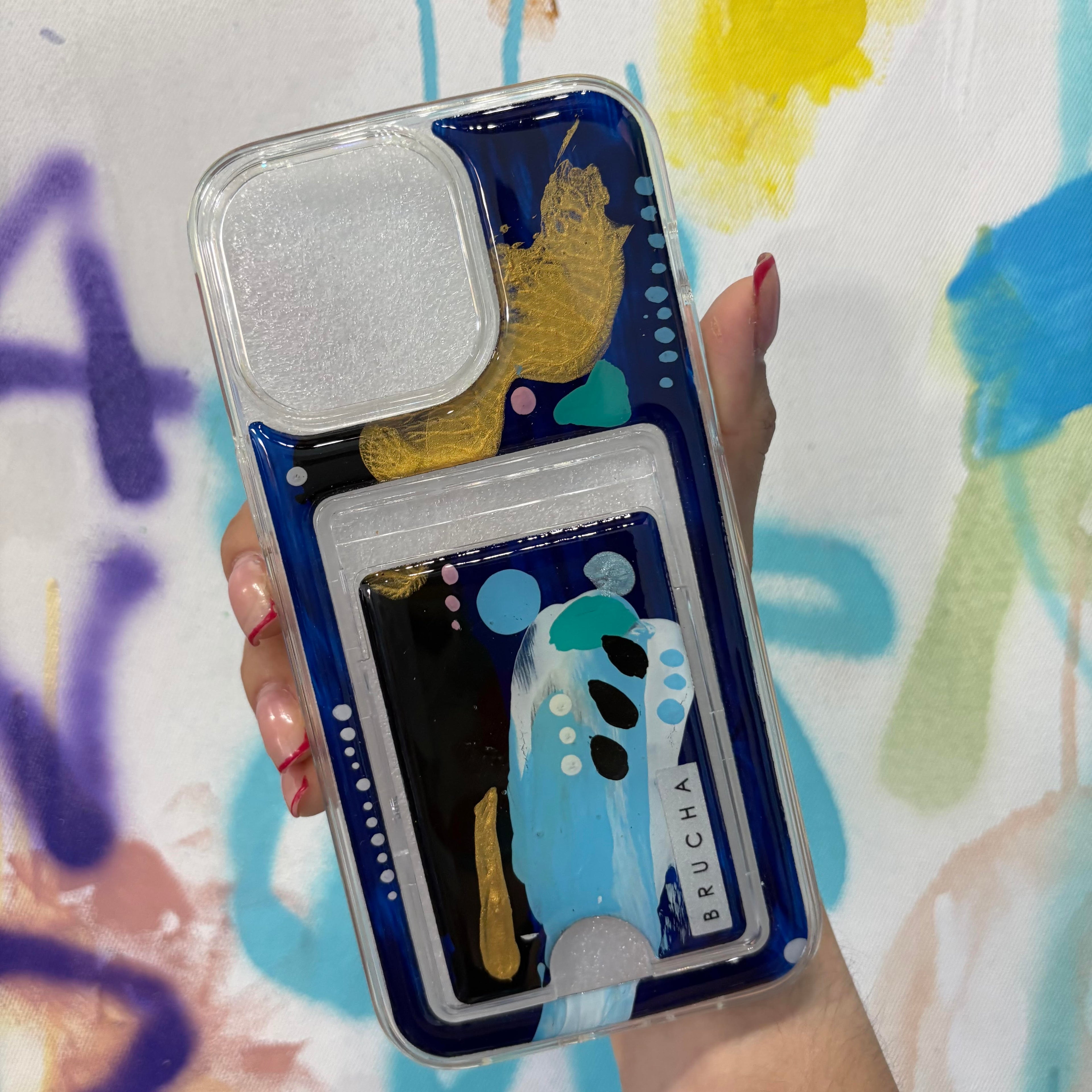 Funda Impact con cartera pintada a mano para iPhone - Willow