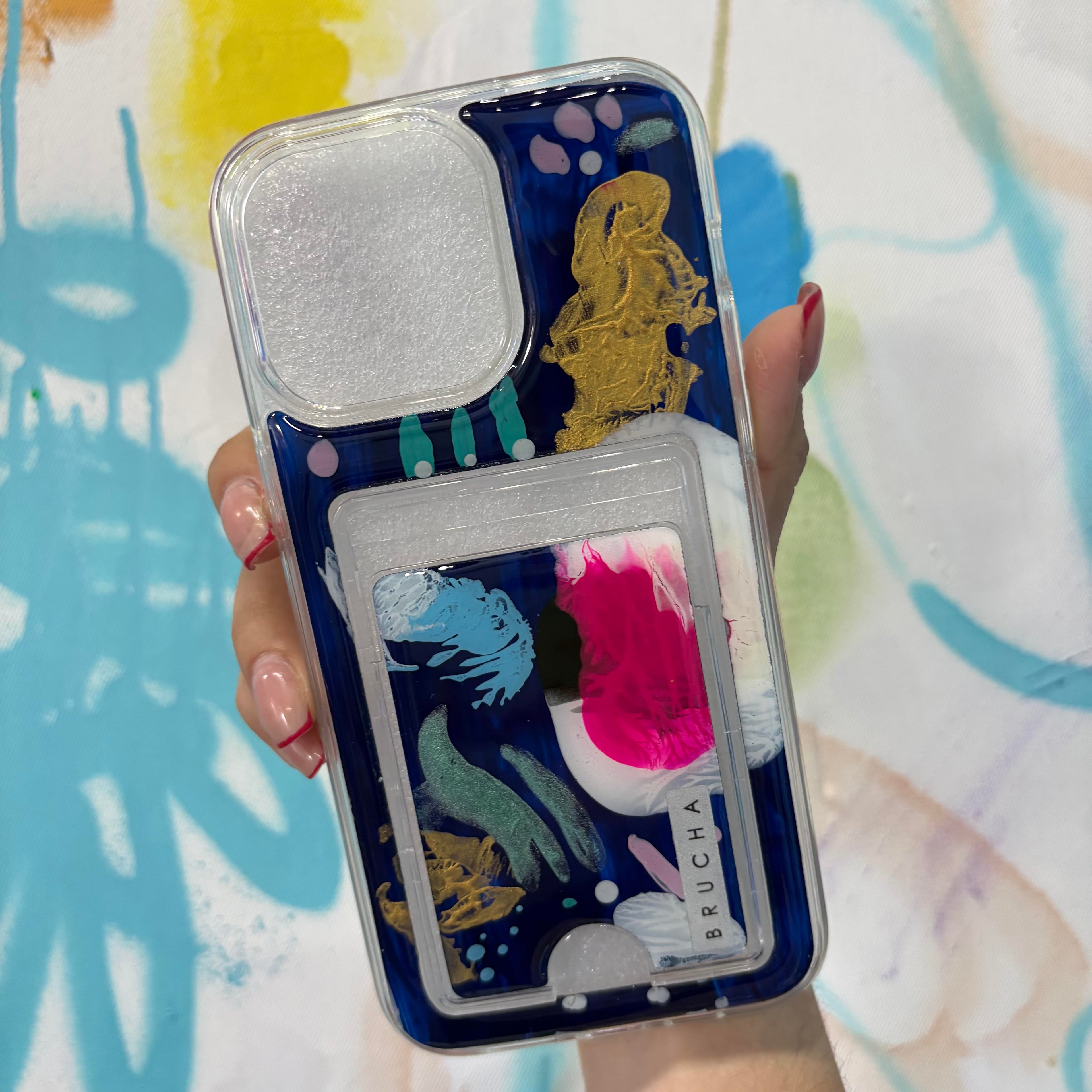 Funda Impact con cartera pintada a mano para iPhone - Glitch