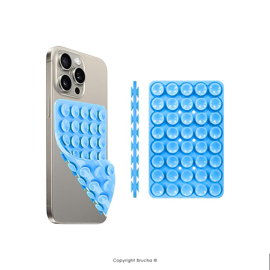 Soporte para celular con ventosa de silicona de doble cara - Azul