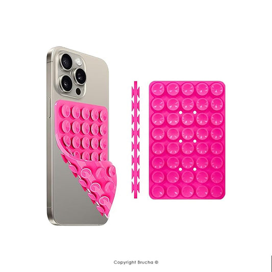 Soporte para celular con ventosa de silicona de doble cara - Rosa