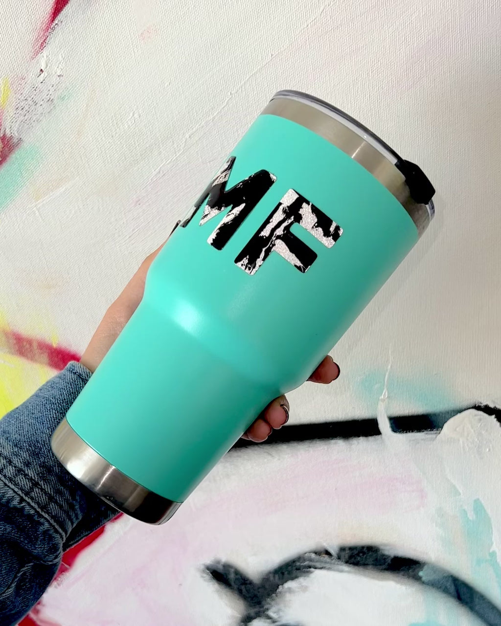 Termo Negro con Inicial B&W 20 oz