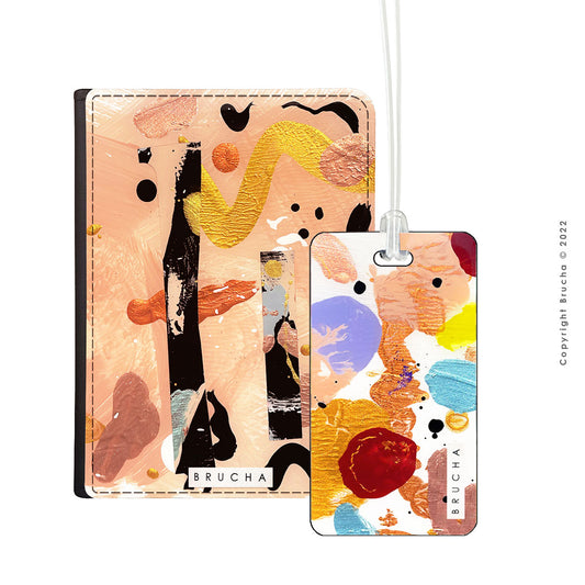 Set de viaje: Porta pasaporte, identificadores de maleta handpainted - Kalamau