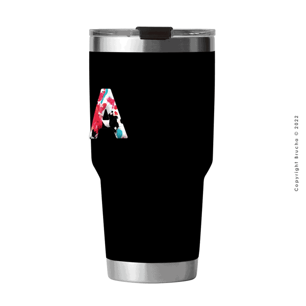 Termo Negro con Inicial Colores 30 oz